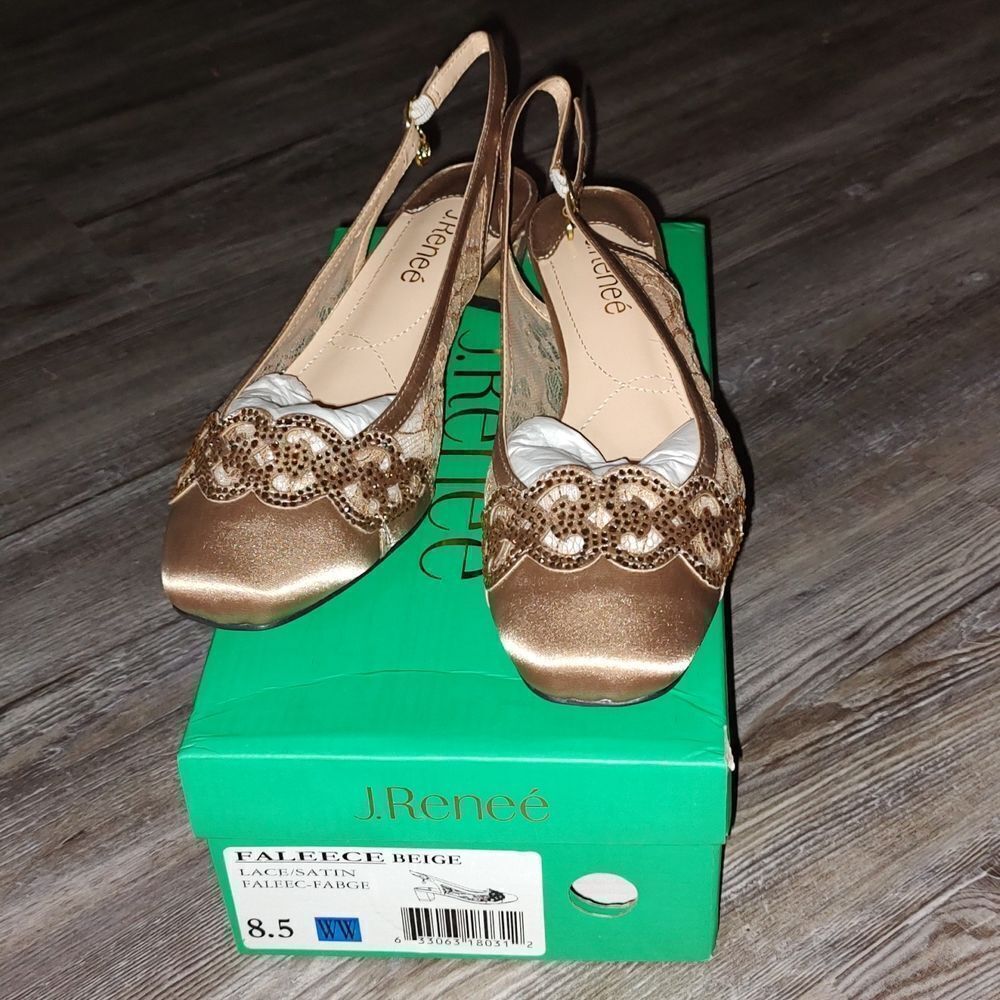 J.Renée Faleece Slingback Pump  Beige  Sz 8.5W NEW
